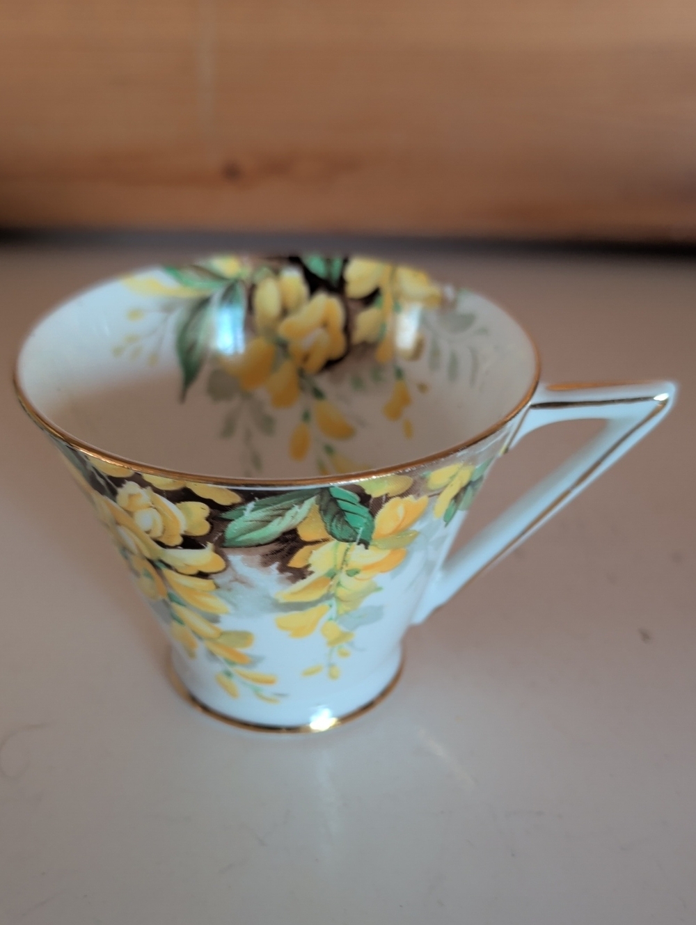 VTG. Laburnum, Royal Standard Bone China, Floral Yellow Teacup. England